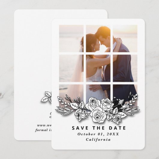 Elegant Window with Image Wedding Save the Date Einladung (Vorne/Hinten)