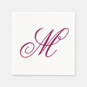 Elegant Wine Monogram Serviette (Vorderseite)