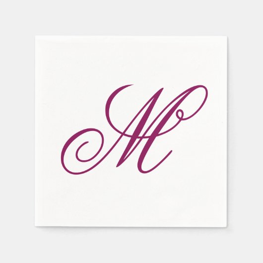 Elegant Wine Monogram Serviette (Vorderseite)