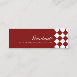 Elegant Wine Red Checkered Graduation Name Card Mini Visitenkarte