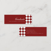 Elegant Wine Red Checkered Graduation Name Card Mini Visitenkarte (Vorne/Hinten)
