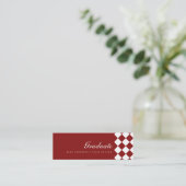 Elegant Wine Red Checkered Graduation Name Card Mini Visitenkarte (Stehend Vorderseite)