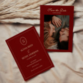 Elegant Wine Red Monogram Script Wedding Photo Save The Date