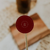 Elegant Wine Red Monogram Wedding Initials Runder Aufkleber
