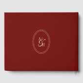 Elegant Wine Red Script Monogram Wedding Gästebuch (Rückseite)