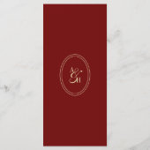 Elegant Wine Red Script Monogram Wedding Menükarte (Rückseite)