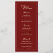 Elegant Wine Red Script Monogram Wedding Menükarte (Vorderseite)