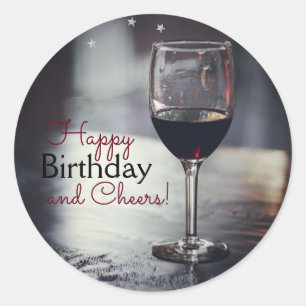 Elegant Wine Themed Birthday Stickers