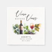 Elegant Wine Vino Before Vows Bridal Shower Serviette (Vorderseite)