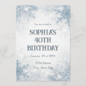 Elegant Winter 40th Birthday Invitation – Frosted Einladung (Vorderseite)