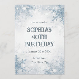 Elegant Winter 40th Birthday Invitation – Frosted Einladung