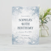 Elegant Winter 40th Birthday Invitation – Frosted Einladung (Stehend Vorderseite)