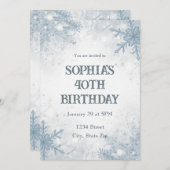 Elegant Winter 40th Birthday Invitation – Frosted Einladung (Vorne/Hinten)
