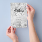 Elegant Winter 50. Geburtstag Programm Silver Menu Flyer (Handgriff)