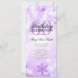 Elegant Winter 60. Geburtstag Lila Menü Einladung