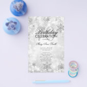 Elegant Winter 70. Geburtstag Programm Silver Menu Flyer (Einzeln)
