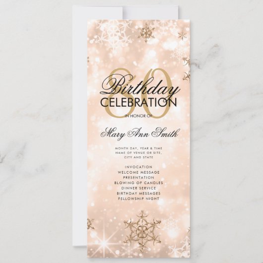 Elegant Winter 80 Geburtstag Programm Rose Gold Me (Vorderseite)