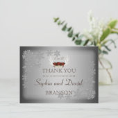 Elegant Winter Antlers Gray Wedding DANK Dankeskarte (Stehend Vorderseite)