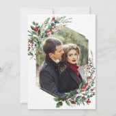 Elegant Winter Berries Greenery Wedding Photo Save The Date (Rückseite)