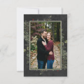Elegant Winter Berries Pine Black Wedding Photo Save The Date (Vorderseite)