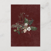 Elegant Winter Berries & Pine Burgundy Wedding Begleitkarte (Rückseite)
