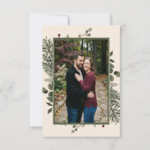 Elegant Winter Berries Pine Ivory Wedding Photo Save The Date (Vorderseite)