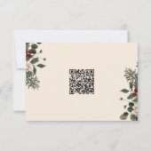 Elegant Winter Berries & Pine Ivory Wedding QR RSVP Karte (Rückseite)