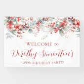 Elegant Winter Berry Botanical 100. Geburtstag Banner (Horizontal)
