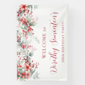 Elegant Winter Berry Botanical 100. Geburtstag Banner (Vertikal)