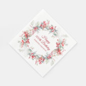 Elegant Winter Berry Botanical 100. Geburtstag Serviette (Ecke)