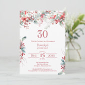 Elegant Winter Berry Botanical 30. Geburtstag Einladung (Stehend Vorderseite)