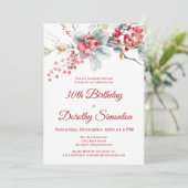 Elegant Winter Berry Botanical 30h Geburtstag Einladung (Stehend Vorderseite)
