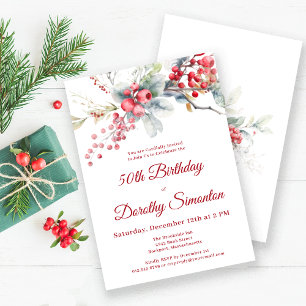 Elegant Winter Berry Botanical 50. Geburtstag Einladung