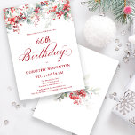 Elegant Winter Berry Botanical 60. Geburtstag Einladung<br><div class="desc">Erleben Sie einen Winterurlaub mit der eleganten Rote Beere und dem wunderschönen Blumenmuster von Salbei. Tiefe rote Beeren sind in Blätter und Ästen eingebettet. Roter Text trägt zur festlichen Stimmung bei. Dieser Artikel ist Teil der Winter Berry Collection. Es enthält Vorlagen, mit denen Sie schnell eine einzigartige Einladungssuite und passende...</div>