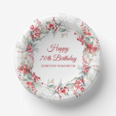 Elegant Winter Berry Botanical 70. Geburtstag Pappteller (Vorderseite)