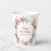 Elegant Winter Berry Botanical 80. Geburtstag Pappbecher (Vorderseite)