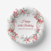 Elegant Winter Berry Botanical 80. Geburtstag Pappteller (Vorderseite)