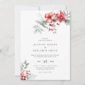 Elegant Winter Berry Poinsettia Wedding Einladung (Vorderseite)