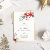 Elegant Winter Berry Poinsettia Wedding Einladung