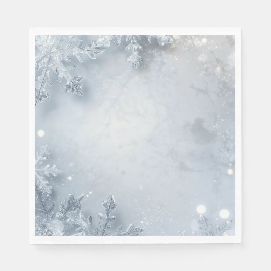 Elegant Winter Birthday Cocktail Napkins Snow Serviette (Vorderseite)