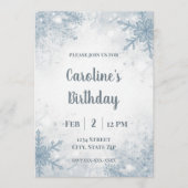 Elegant Winter Birthday Invitation – Snowflakes Einladung (Vorderseite)