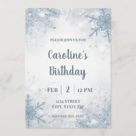 Elegant Winter Birthday Invitation – Snowflakes Einladung