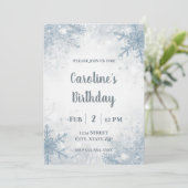 Elegant Winter Birthday Invitation – Snowflakes Einladung (Stehend Vorderseite)