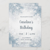 Elegant Winter Birthday Invitation – Snowflakes Einladung (Vorne/Hinten)