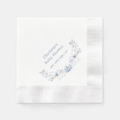 Elegant Winter Blue Floral Wreath Baby Shower Serviette (Vorderseite)