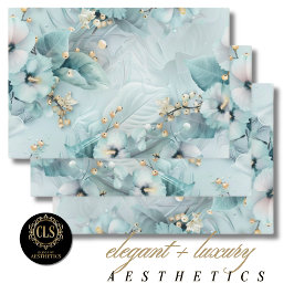 Elegant Winter Blue Florals Luxe Aesthetics Geschenkpapier Set