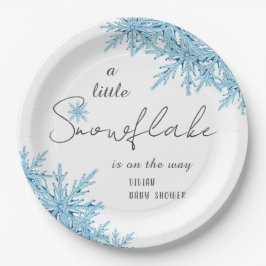 Elegant Winter Blue Little Snowflake Baby Dusche Pappteller