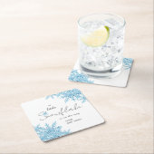 Elegant Winter Blue Little Snowflake Baby Dusche Rechteckiger Pappuntersetzer (Vor Ort)