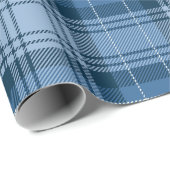 Elegant Winter Blue Tartan Plaid Gender-Neutral Geschenkpapier (Rolleneckpunkt)