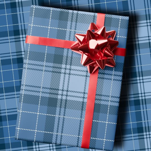 Elegant Winter Blue Tartan Plaid Gender-Neutral Geschenkpapier